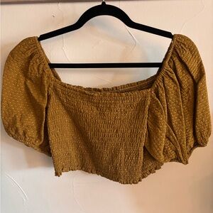 Trendy Mustard Smocked Blouse